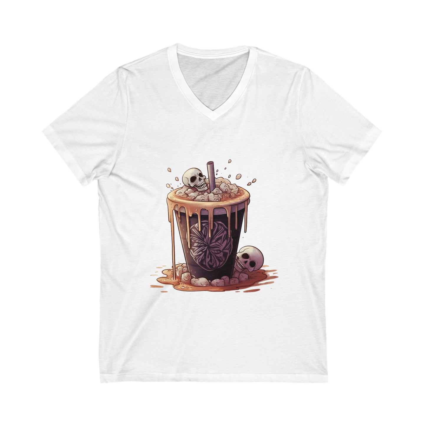 Skull Latte Unisex Jersey Short Sleeve V-Neck Tee