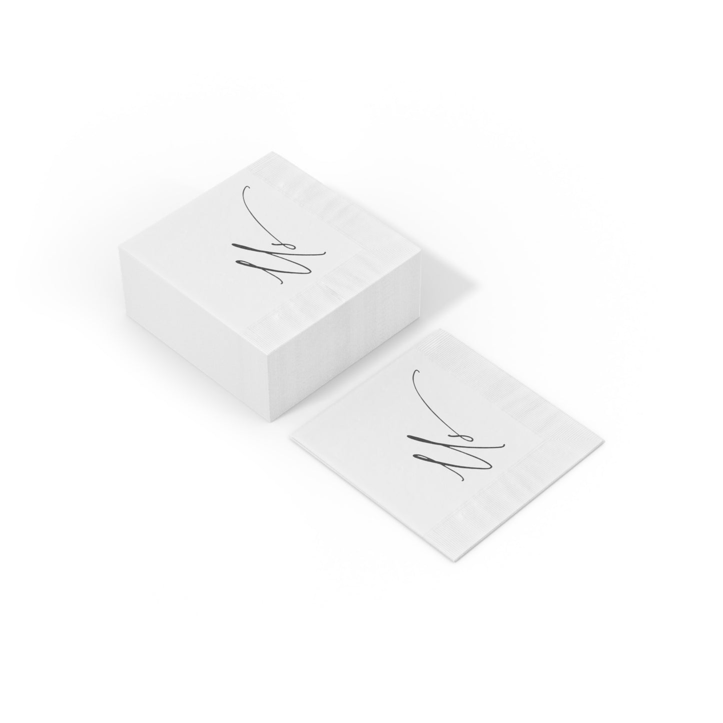 "Us" Diagonal White Coined Napkins