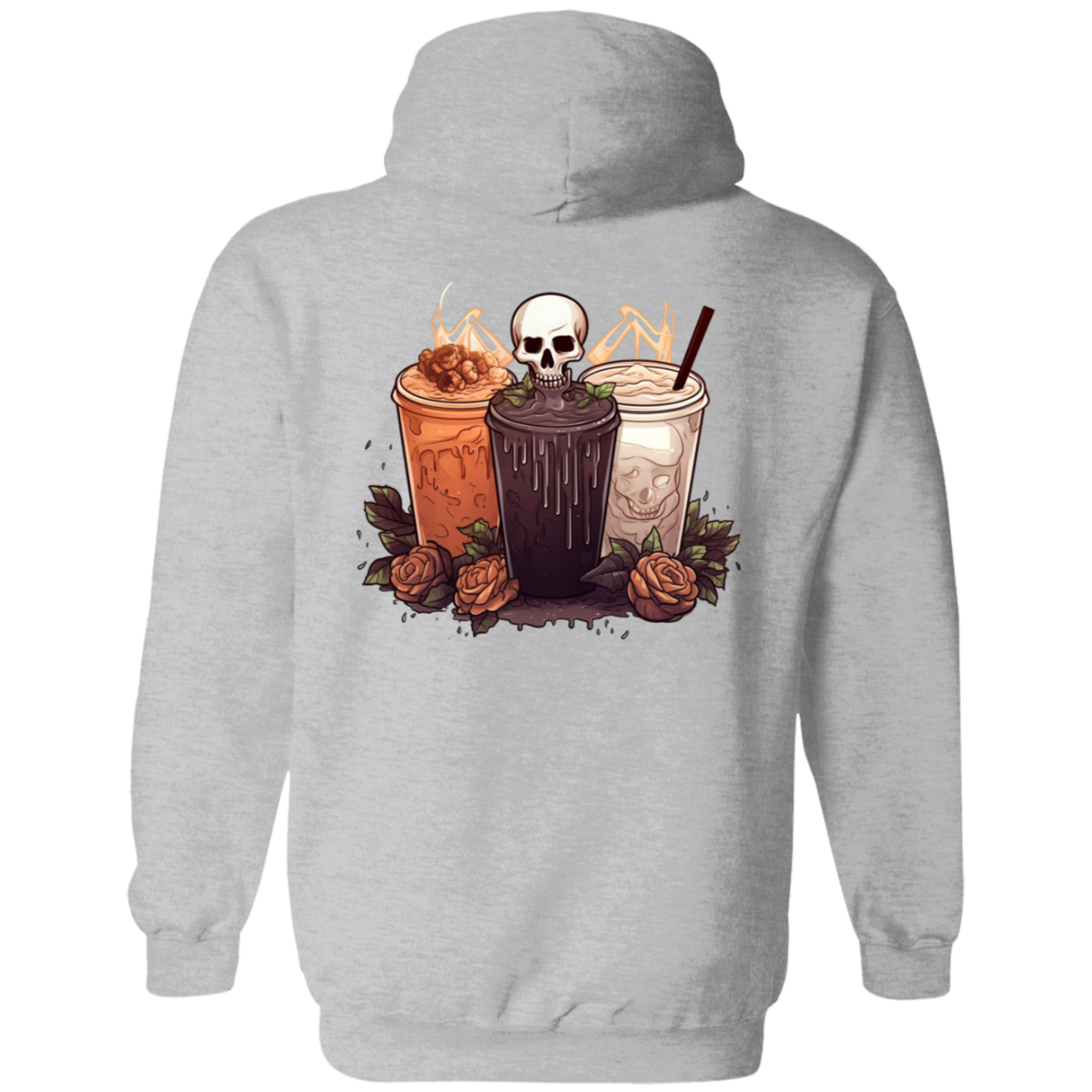 Skull Rose Latte CC -  Zip Up Hooded Sweatshirt