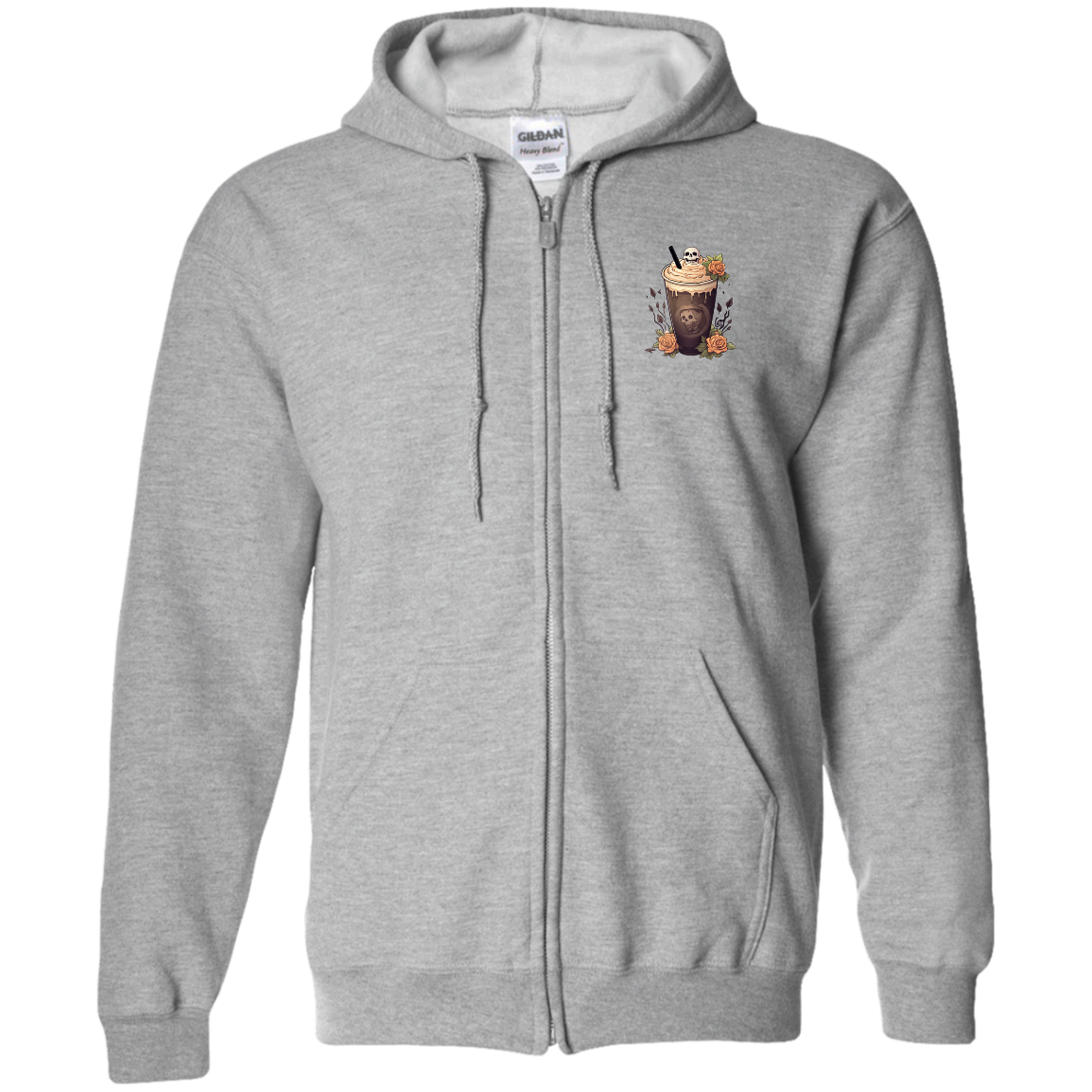 Skull Rose Latte CC -  Zip Up Hooded Sweatshirt