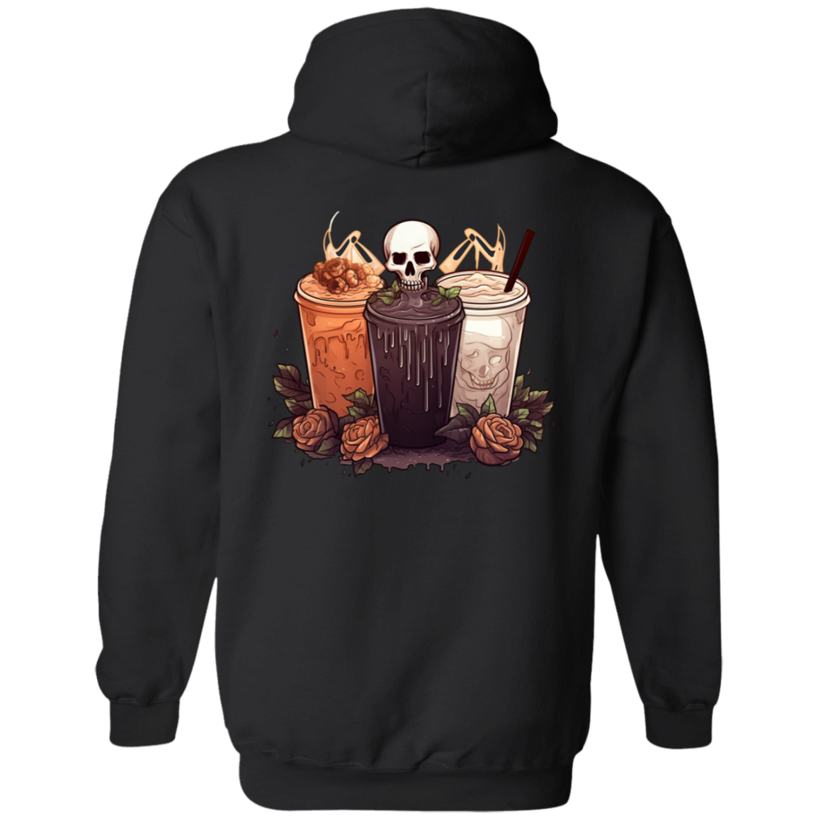 Skull Rose Latte CC -  Zip Up Hooded Sweatshirt