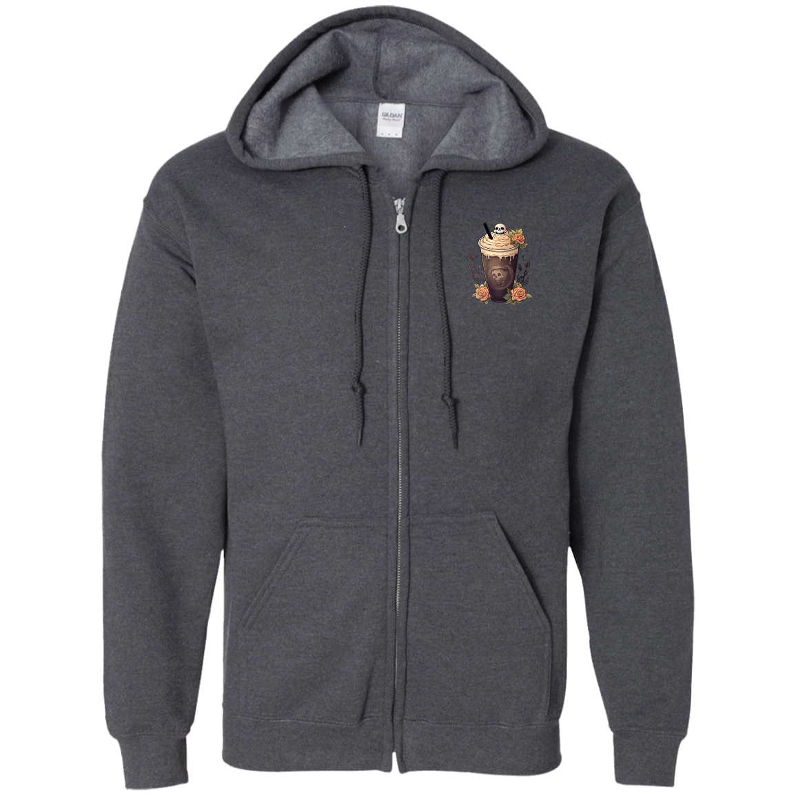 Skull Rose Latte CC -  Zip Up Hooded Sweatshirt