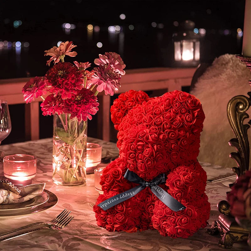 Rose Teddy Bear With Box Lights